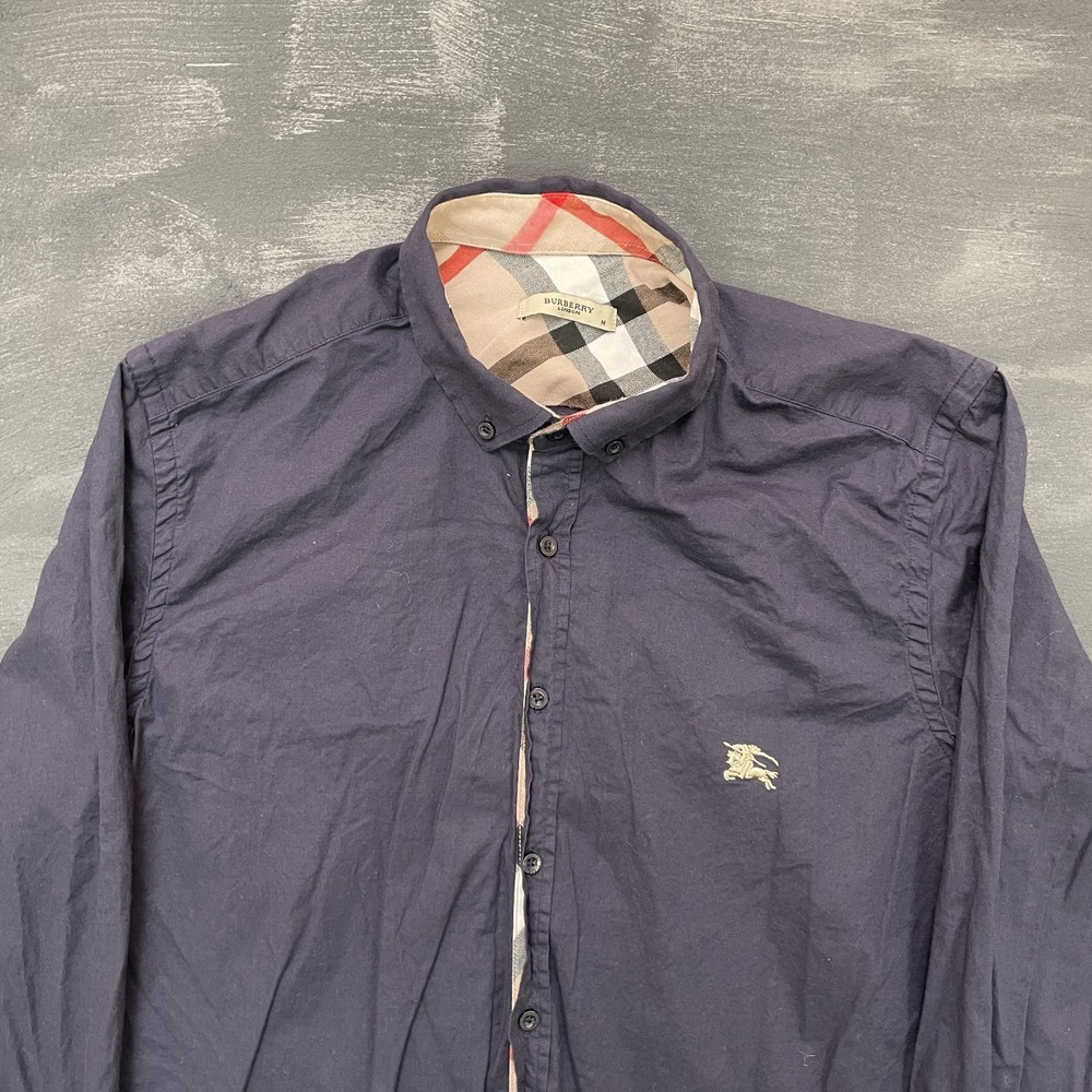 Burberry London Slim Fit Navy Button Down Shirt mens medium